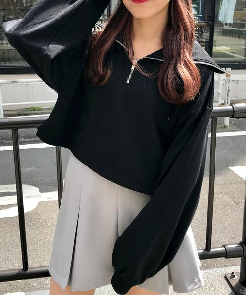 セール】ハーフZIPセーラー襟スウェット（Tシャツ/カットソー）｜INGNI