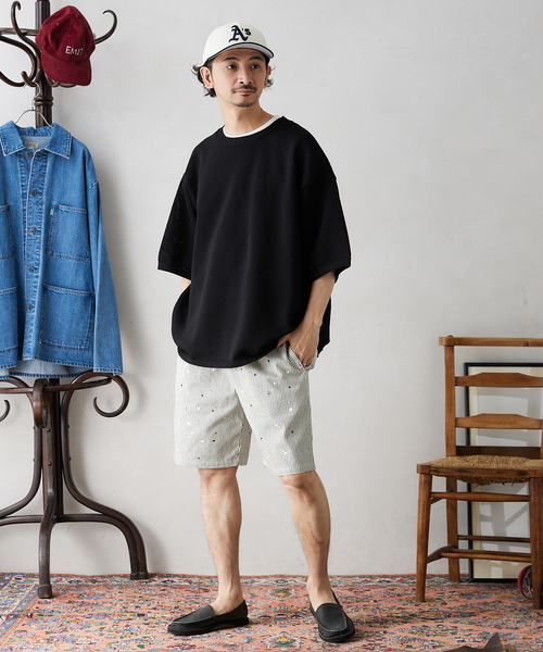 JOURNAL STANDARD relume(ジャーナルスタンダード レリューム)の「【半袖ニット+カットソーの2点SET】リサイクルポリエステルニット ”BIAS"(ニット/セーター・メンズ・グレー/ブルー/ベージュ/カーキ/ブラック/イエロー・MEDIUM/LARGE)」の2枚目の写真