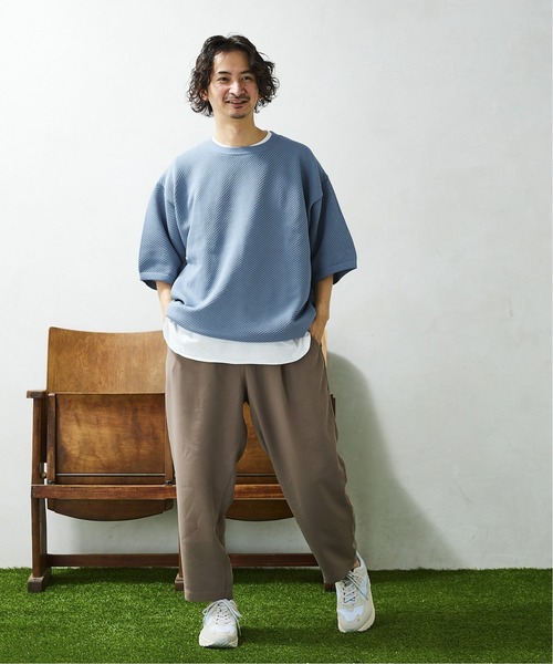 JOURNAL STANDARD relume(ジャーナルスタンダード レリューム)の「【半袖ニット+カットソーの2点SET】リサイクルポリエステルニット ”BIAS"(ニット/セーター・メンズ・グレー/ブルー/ベージュ/カーキ/ブラック/イエロー・MEDIUM/LARGE)」の8枚目の写真