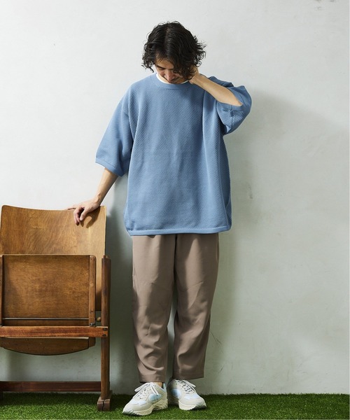 JOURNAL STANDARD relume(ジャーナルスタンダード レリューム)の「【半袖ニット+カットソーの2点SET】リサイクルポリエステルニット ”BIAS"(ニット/セーター・メンズ・グレー/ブルー/ベージュ/カーキ/ブラック/イエロー・MEDIUM/LARGE)」の10枚目の写真