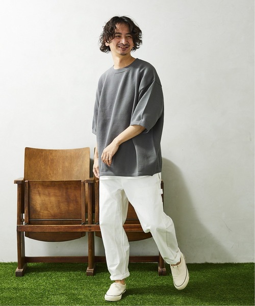 JOURNAL STANDARD relume(ジャーナルスタンダード レリューム)の「【半袖ニット+カットソーの2点SET】リサイクルポリエステルニット ”BIAS"(ニット/セーター・メンズ・グレー/ブルー/ベージュ/カーキ/ブラック/イエロー・MEDIUM/LARGE)」の13枚目の写真