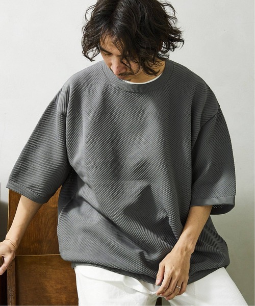 JOURNAL STANDARD relume(ジャーナルスタンダード レリューム)の「【半袖ニット+カットソーの2点SET】リサイクルポリエステルニット ”BIAS"(ニット/セーター・メンズ・グレー/ブルー/ベージュ/カーキ/ブラック/イエロー・MEDIUM/LARGE)」の16枚目の写真
