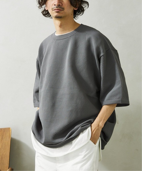 JOURNAL STANDARD relume(ジャーナルスタンダード レリューム)の「【半袖ニット+カットソーの2点SET】リサイクルポリエステルニット ”BIAS"(ニット/セーター・メンズ・グレー/ブルー/ベージュ/カーキ/ブラック/イエロー・MEDIUM/LARGE)」の17枚目の写真