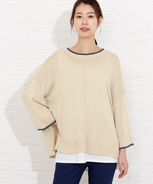 SHOO・LA・RUE(シューラルー)の「◆配色ロールアップニット+タンクトップ(その他トップス・レディース・ベージュ系その他2/ブラック系4/アイボリー系4/ライトグリーン系/ブルー系4/ピンク系9・00)」の3枚目の写真