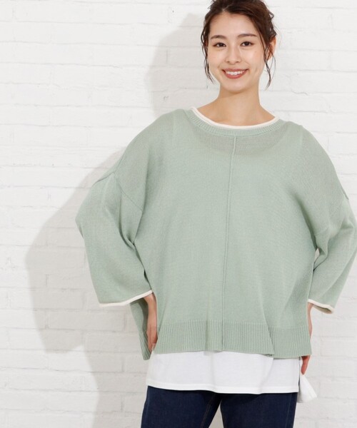 SHOO・LA・RUE(シューラルー)の「◆配色ロールアップニット+タンクトップ(その他トップス・レディース・ベージュ系その他2/ブラック系4/アイボリー系4/ライトグリーン系/ブルー系4/ピンク系9・00)」の4枚目の写真