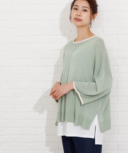 SHOO・LA・RUE(シューラルー)の「◆配色ロールアップニット+タンクトップ(その他トップス・レディース・ベージュ系その他2/ブラック系4/アイボリー系4/ライトグリーン系/ブルー系4/ピンク系9・00)」の7枚目の写真