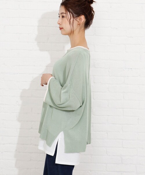 SHOO・LA・RUE(シューラルー)の「◆配色ロールアップニット+タンクトップ(その他トップス・レディース・ベージュ系その他2/ブラック系4/アイボリー系4/ライトグリーン系/ブルー系4/ピンク系9・00)」の9枚目の写真