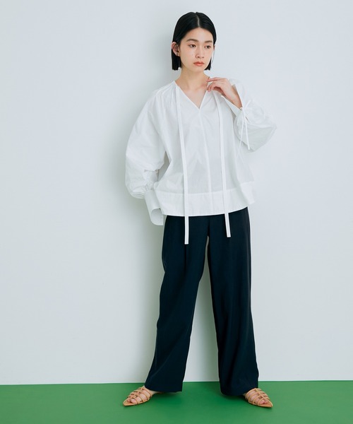 ADAM ET ROPE'（アダムエロペ）の「【アウトレット店舗・WEB限定】コードレーンステッチワークパンツ（その他パンツ・レディース・ピンク/ミント/ネイビー・36/38）」の4枚目の写真