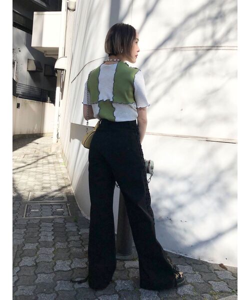 jouetie(ジュエティ)の「チェッカーメロートップス【セットアップ対応】(Tシャツ/カットソー・レディース・ブラック/レッド/ボルドー/グリーン・MEDIUM)」の9枚目の写真