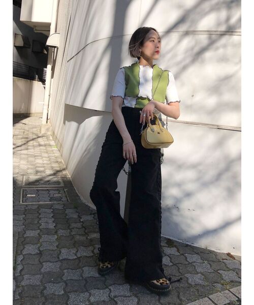 jouetie(ジュエティ)の「チェッカーメロートップス【セットアップ対応】(Tシャツ/カットソー・レディース・ブラック/レッド/ボルドー/グリーン・MEDIUM)」の10枚目の写真