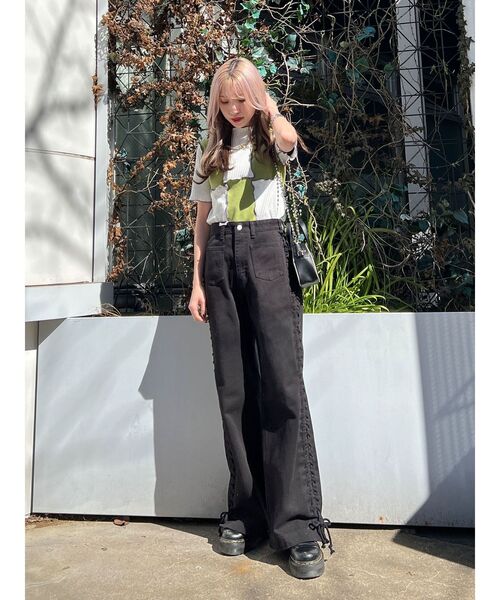 jouetie(ジュエティ)の「チェッカーメロートップス【セットアップ対応】(Tシャツ/カットソー・レディース・ブラック/レッド/ボルドー/グリーン・MEDIUM)」の13枚目の写真