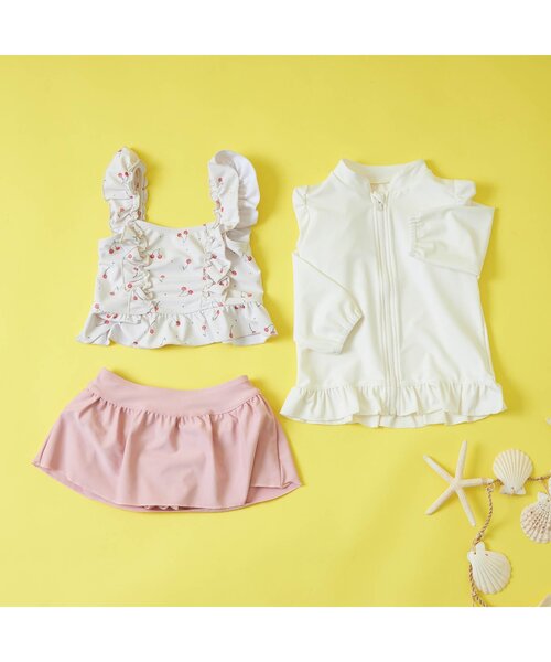 Ampersand（アンパサンド）の「フリルラッシュガード_UVカット（ラッシュガード・キッズ・ベビーピンク/ラベンダー/アイボリー/ピンク・100/110/120/130/140/80/90）」の5枚目の写真