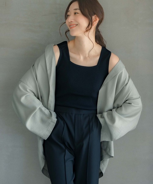 LEPSIM（レプシィム）の「【たよれるKNITシリーズ】14ゲージマルチキノウニットタンク　254673（タンクトップ・レディース・ブラック/ベージュ/グリーン/キナリ・FREE）」の7枚目の写真