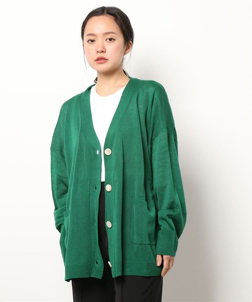Samansa Mos2（サマンサ モスモス）の「【マシンウォッシャブル】リネンタッチＶネックカーディガン（カーディガン/ボレロ・レディース・ブラック/ブルー/グリーン/キナリ・ﾌﾘ-）」の7枚目の写真