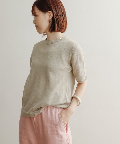 URBAN RESEARCH DOORSリネンクルーネックプルオーバー URBAN RESEARCH DOORS（アーバンリサーチドアーズ）の「リネン