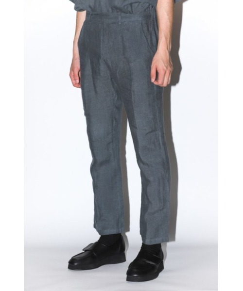 Badhiya(バディ―ヤ)の「FLARE TROUSER-linen-(その他パンツ・メンズ・ブラック/グリーン・1/2)」の1枚目の写真