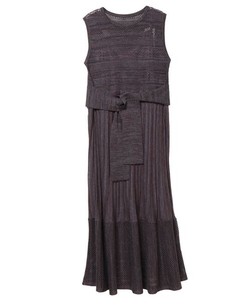 LAGUNAMOON（ラグナムーン）の「ウエストマークメッシュニットワンピース（ワンピース・レディース・パープル/ライトグリーン/アイボリー・SMALL/MEDIUM）」の3枚目の写真