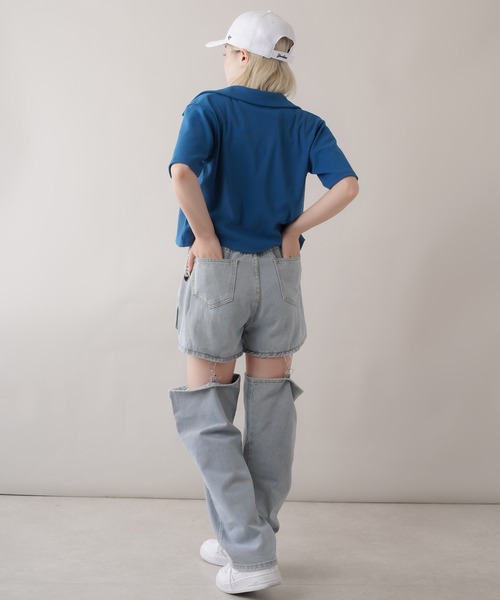 SPINNS(スピンズ)の「【2点セットアイテム】半袖カーディガン+キャミソール(カーディガン/ボレロ・レディース・グリーン/ブラック×ホワイト/ブルー・ONESIZE)」の22枚目の写真