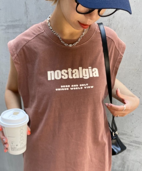 CIAOPANIC(チャオパニック)の「デイリー使いにお勧め、nostalgiaビンテージライクノースリTEE(Tシャツ/カットソー・レディース・ブラウン/カーキ/アイボリー・FREE)」の1枚目の写真