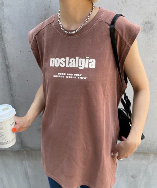 CIAOPANIC(チャオパニック)の「デイリー使いにお勧め、nostalgiaビンテージライクノースリTEE(Tシャツ/カットソー・レディース・ブラウン/カーキ/アイボリー・FREE)」の8枚目の写真