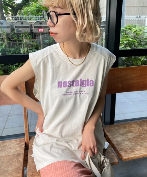CIAOPANIC(チャオパニック)の「デイリー使いにお勧め、nostalgiaビンテージライクノースリTEE(Tシャツ/カットソー・レディース・ブラウン/カーキ/アイボリー・FREE)」の4枚目の写真
