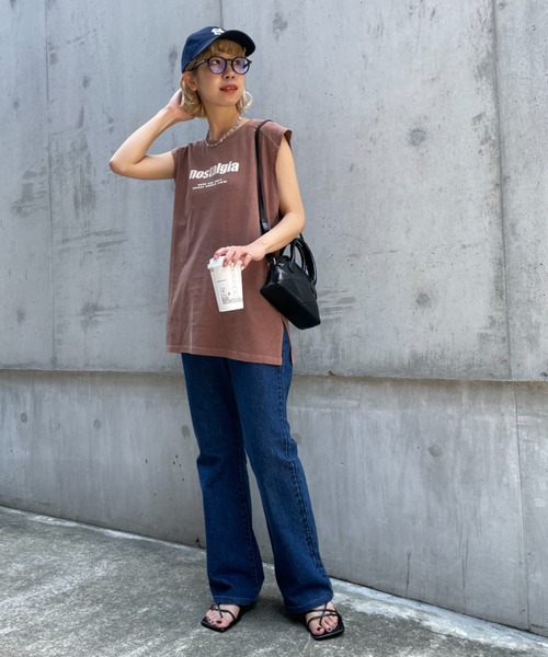 CIAOPANIC(チャオパニック)の「デイリー使いにお勧め、nostalgiaビンテージライクノースリTEE(Tシャツ/カットソー・レディース・ブラウン/カーキ/アイボリー・FREE)」の10枚目の写真