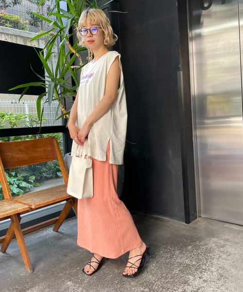 CIAOPANIC(チャオパニック)の「デイリー使いにお勧め、nostalgiaビンテージライクノースリTEE(Tシャツ/カットソー・レディース・ブラウン/カーキ/アイボリー・FREE)」の7枚目の写真