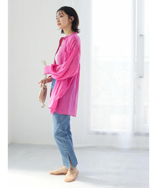 ELENCARE DUE(エレンカーレデュエ)の「・ELENCARE DUE シアーロングスリーブシャツ(シャツ/ブラウス・レディース・ブラック/ピンク/グレー/グリーン・FREE)」の6枚目の写真