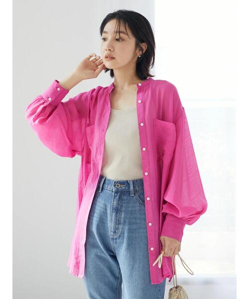 ELENCARE DUE(エレンカーレデュエ)の「・ELENCARE DUE シアーロングスリーブシャツ(シャツ/ブラウス・レディース・ブラック/ピンク/グレー/グリーン・FREE)」の8枚目の写真