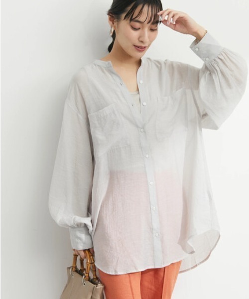 ELENCARE DUE(エレンカーレデュエ)の「・ELENCARE DUE シアーロングスリーブシャツ(シャツ/ブラウス・レディース・ブラック/ピンク/グレー/グリーン・FREE)」の2枚目の写真