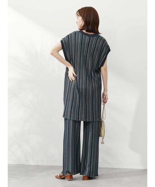 Green　Parks（グリーンパークス）の「ジャガード編みストライプニットパンツ（その他パンツ・レディース・ブラウン/ダークグレー・FREE）」の7枚目の写真