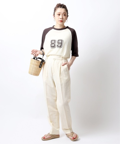 JOINT WORKS（ジョイントワークス）の「コットンリネンジャガードパンツ（スラックス・レディース・ネイビー/イエロー・SMALL/MEDIUM）」の7枚目の写真