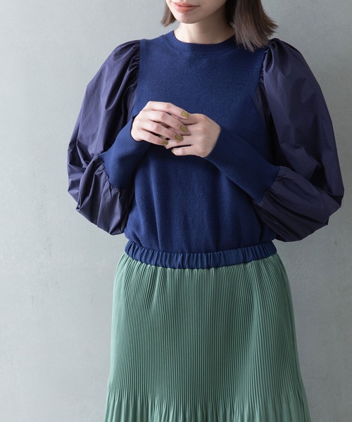 MARECHAL TERRE（マルシャルテル）の「パフスリーブニット（ニット/セーター・レディース・ネイビー/ブラック/アイボリー/セージグリーン・MEDIUM）」の4枚目の写真