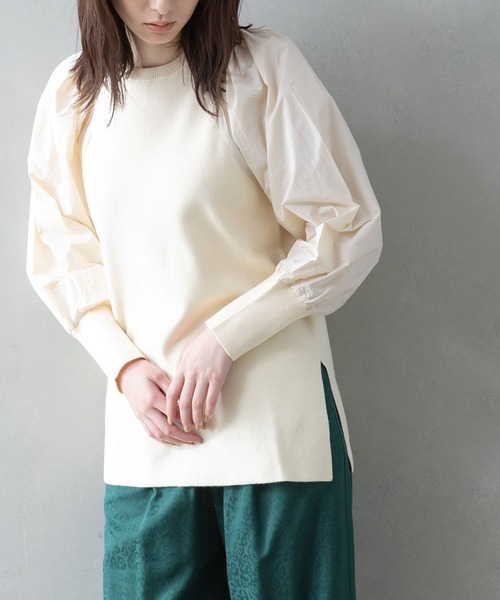 MARECHAL TERRE（マルシャルテル）の「パフスリーブニット（ニット/セーター・レディース・ネイビー/ブラック/アイボリー/セージグリーン・MEDIUM）」の2枚目の写真