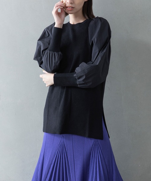 MARECHAL TERRE（マルシャルテル）の「パフスリーブニット（ニット/セーター・レディース・ネイビー/ブラック/アイボリー/セージグリーン・MEDIUM）」の17枚目の写真
