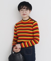 CHILD WOMAN | VICTORIA ボーダーワイドリブハイネックプルオーバー(ニット/セーター)