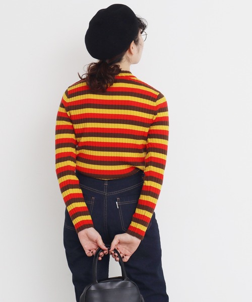 CHILD WOMAN（チャイルドウーマン）の「VICTORIA ボーダーワイドリブハイネックプルオーバー（ニット/セーター・レディース・レッド/ブラック/グリーン/イエロー・FREE）」の21枚目の写真