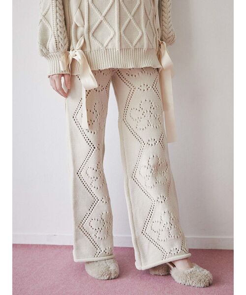 merry jenny（メリージェニー）の「flower knit pants（その他パンツ