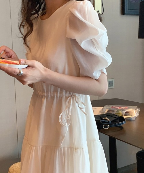 Dita Muaj.（ディータムアージュ）の「バブルスリーブシフォンワンピース（ワンピース・レディース・ホワイト/オリーブ・FREE）」の7枚目の写真