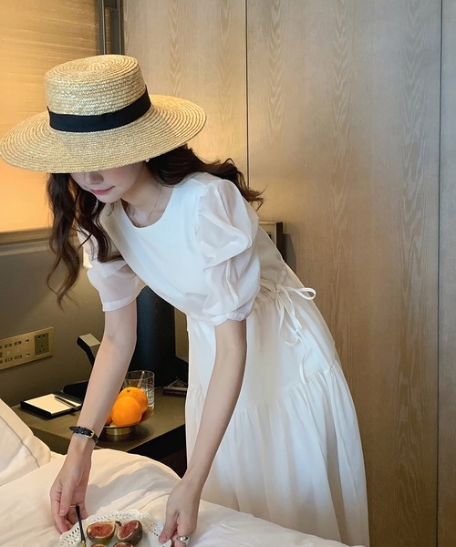 Dita Muaj.（ディータムアージュ）の「バブルスリーブシフォンワンピース（ワンピース・レディース・ホワイト/オリーブ・FREE）」の13枚目の写真