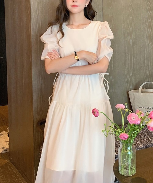 Dita Muaj.（ディータムアージュ）の「バブルスリーブシフォンワンピース（ワンピース・レディース・ホワイト/オリーブ・FREE）」の3枚目の写真