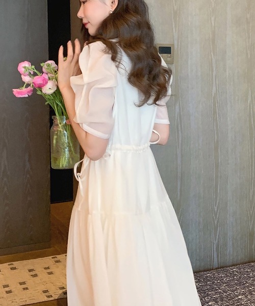 Dita Muaj.（ディータムアージュ）の「バブルスリーブシフォンワンピース（ワンピース・レディース・ホワイト/オリーブ・FREE）」の5枚目の写真