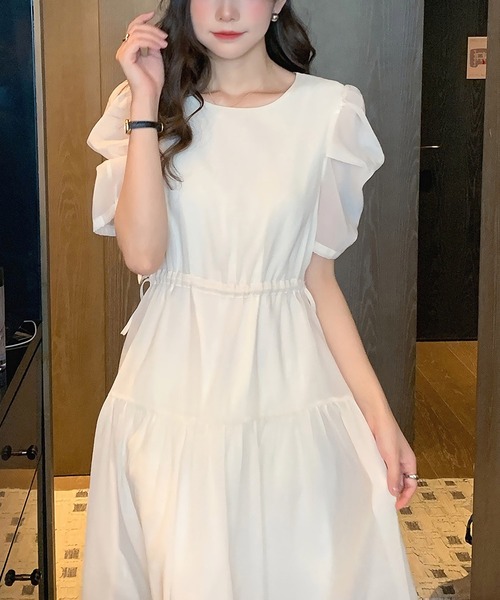 Dita Muaj.（ディータムアージュ）の「バブルスリーブシフォンワンピース（ワンピース・レディース・ホワイト/オリーブ・FREE）」の8枚目の写真