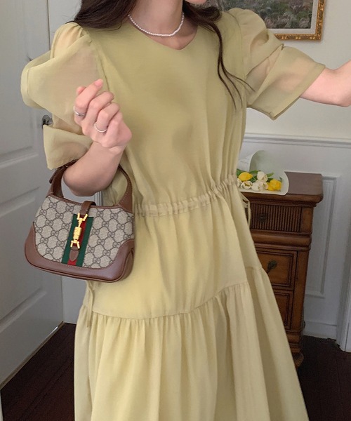 Dita Muaj.（ディータムアージュ）の「バブルスリーブシフォンワンピース（ワンピース・レディース・ホワイト/オリーブ・FREE）」の18枚目の写真