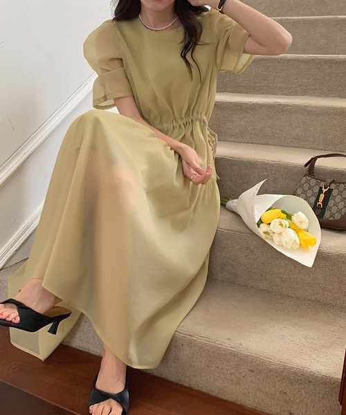 Dita Muaj.（ディータムアージュ）の「バブルスリーブシフォンワンピース（ワンピース・レディース・ホワイト/オリーブ・FREE）」の12枚目の写真