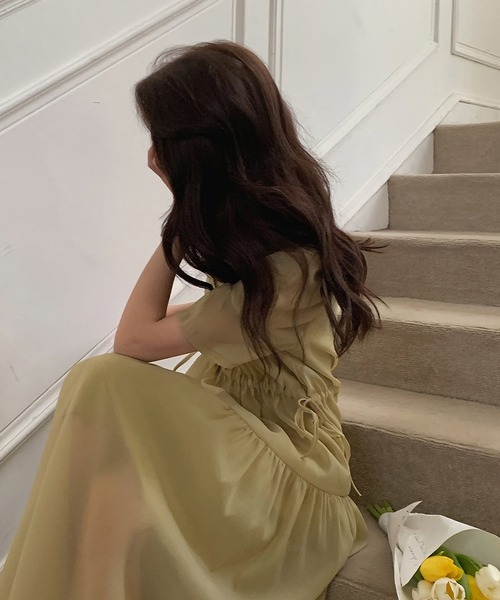 Dita Muaj.（ディータムアージュ）の「バブルスリーブシフォンワンピース（ワンピース・レディース・ホワイト/オリーブ・FREE）」の9枚目の写真