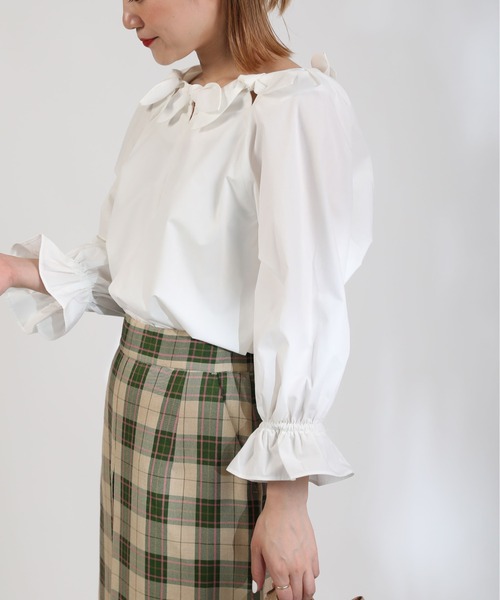 PICCIN（ピッチン）の「リボンチュニックブラウス（シャツ/ブラウス・レディース・ブラック/オフホワイト・M）」の6枚目の写真