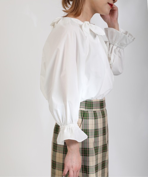 PICCIN（ピッチン）の「リボンチュニックブラウス（シャツ/ブラウス・レディース・ブラック/オフホワイト・M）」の4枚目の写真