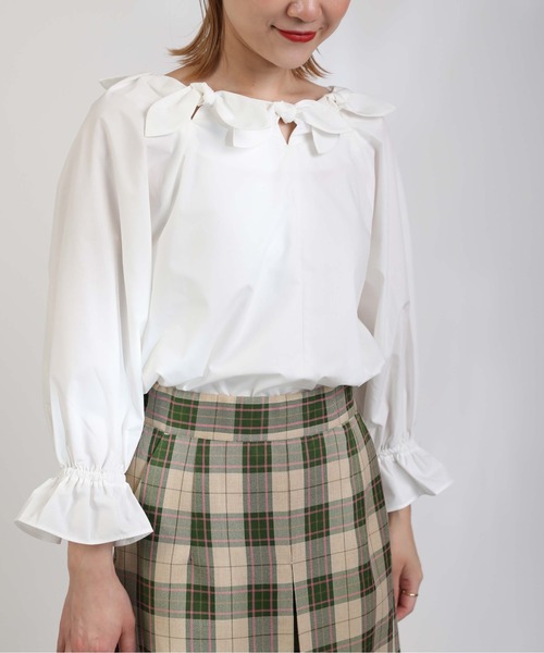 PICCIN（ピッチン）の「リボンチュニックブラウス（シャツ/ブラウス・レディース・ブラック/オフホワイト・M）」の7枚目の写真