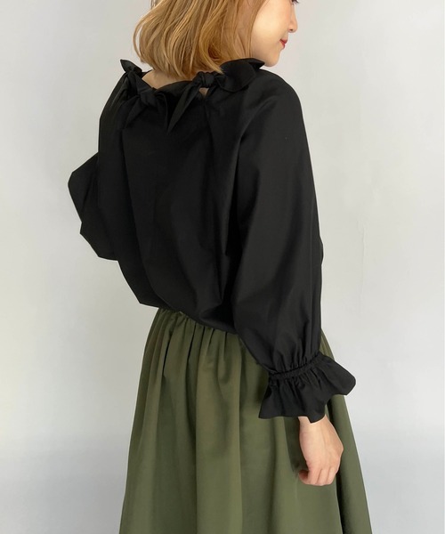 PICCIN（ピッチン）の「リボンチュニックブラウス（シャツ/ブラウス・レディース・ブラック/オフホワイト・M）」の14枚目の写真